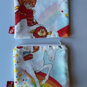 2ER-SET - Vintage 1983 Rainbow Brite Stoffbeutel mit Reißverschluss