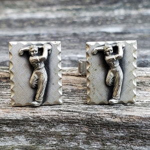 Vintage Golf Cufflinks. Groomsmen Gift, Birthday, Anniversary, Dad. Ball, Tee, Club