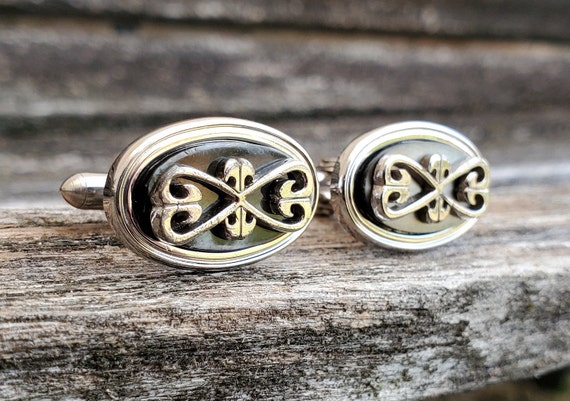 Vintage Abstract Cufflinks. Silver Toned. Gift for Men, Dad, Groom, Groomsmen, Wedding, Birthday, Anniversary, Father's Day