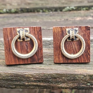 Vintage Door Knocker Cufflinks. Wedding Gift, Groom, Groomsmen Gift, Birthday, Anniversary, Dad. Wood Cufflinks