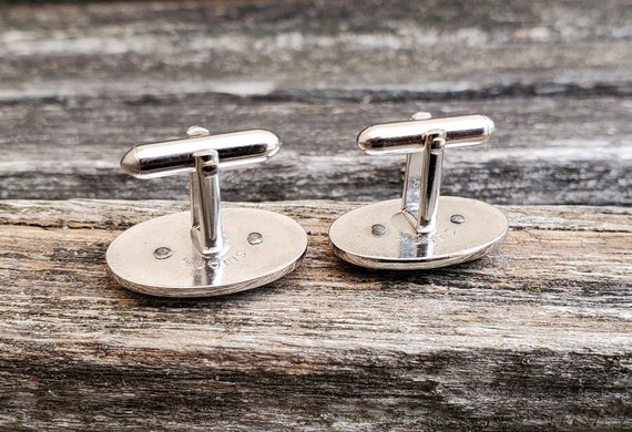 Vintage Abstract Cufflinks. Silver Toned. Gift for Men, Dad, Groom, Groomsmen, Wedding, Birthday, Anniversary, Father's Day View 4