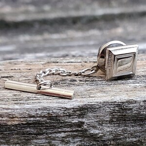 Vintage Silver Square Tie Tack. Suit & Tie Accessory, Men, Dad, Groomsmen Gift, Anniversary, Birthday, Groom. Lapel Pin