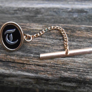Vintage T-Monogramm Krawattennadel. Geschenk für Papa, Bräutigam, Trauzeugen, Hochzeit, Jahrestag, Weihnachten, Geburtstag, Vatertag.