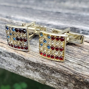 Vintage US Flag Cufflinks. Americana, Groomsmen Gift, Birthday, Anniversary, Dad. USA Cufflinks