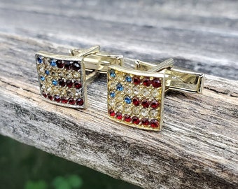 Vintage US Flag Cufflinks. Americana, Groomsmen Gift, Birthday, Anniversary, Dad. USA Cufflinks