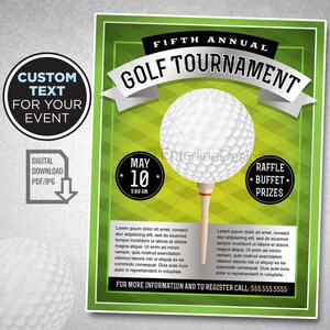 Golf Tournament Flyer Poster Invitation Custom Digital Download - Etsy