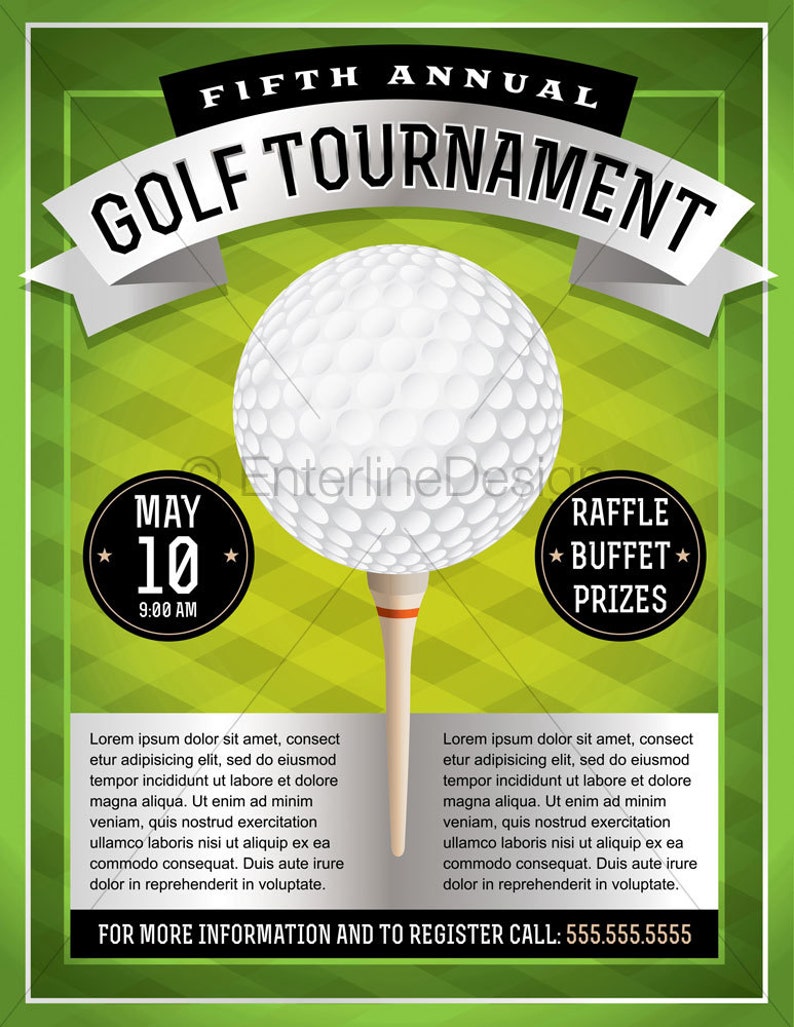 Golf Tournament Flyer Poster Invitation Custom Digital Download Etsy