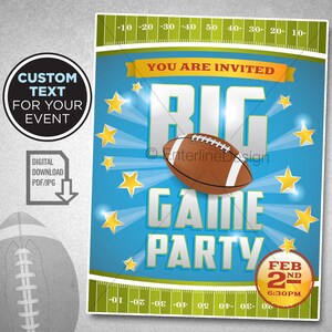 Super Bowl Party - Football Theme - Football Birthday Invitation – Football Party - Football Flyer – Superbowl Custom Digital Download