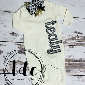Monogramed Applique Infant Gown