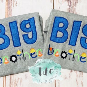 BIG Brother Announcement Shirt, Construction Letters machine Embroidery Tshirt