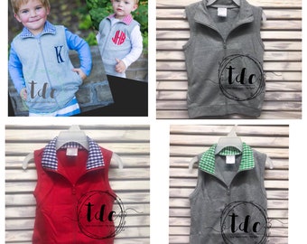 Monogramed gingham collar Vest