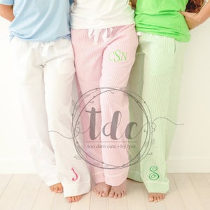 Monogrammed Women&#39;s Seersucker Lounge Pants