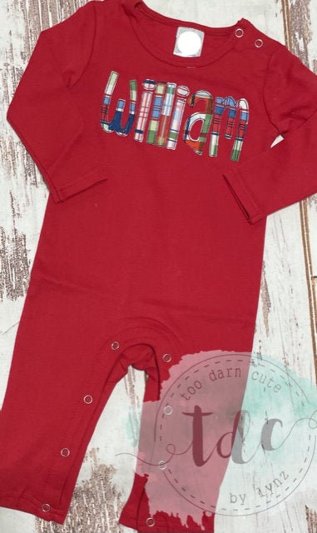 Monogram Appliqué Name Plaid Fabric Embroidery Applique With Etsy