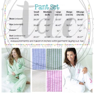 Monogrammed Women&#39;s Seersucker Long Sleeve  Long Pant Set