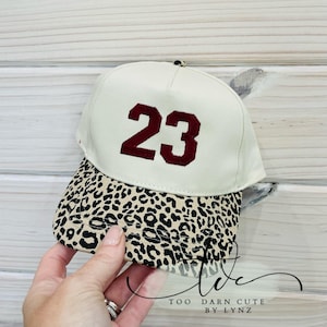 Custom Number, Machine Embroidery, Two Tone Trucker cap, Leopard, Camo
