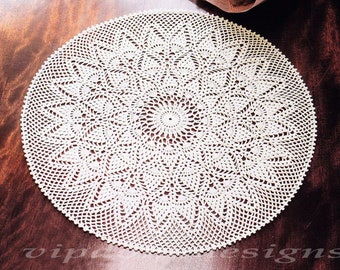 Lace gehaakt kleedje patroon #75 - ronde kleedje tafel Center - Decor van het huis - PDF Instant Digitale Download - Engels Spaanse beschrijvingen