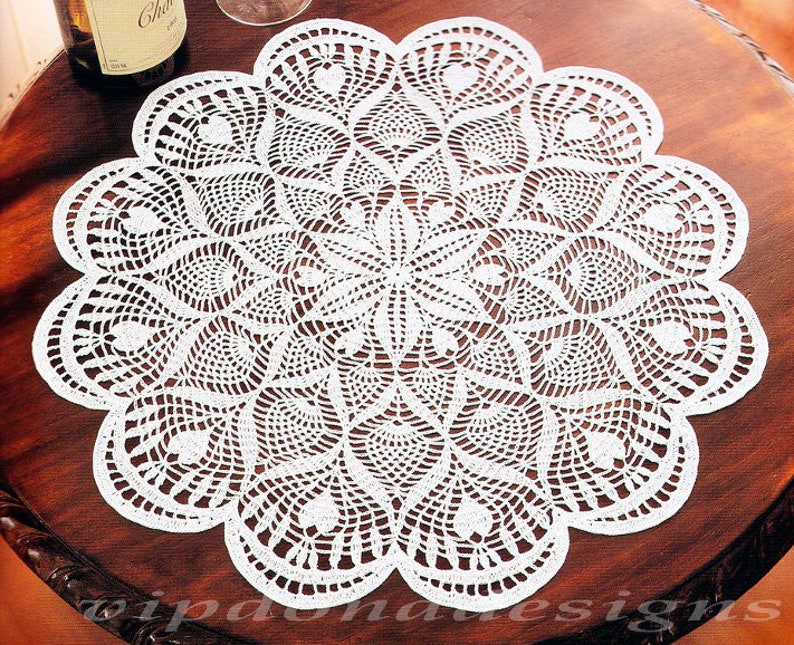 Lace Crochet Doily Pattern 110 Round Doily Table Center Home Decor PDF Instant Digital Download English Spanish Description image 1