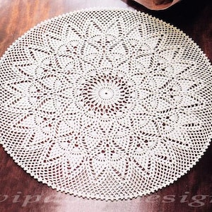 Lace Crochet Doily Pattern #75 - Round Doily Table Center - Home Decor - PDF Instant Digital Download - English Spanish Descriptions