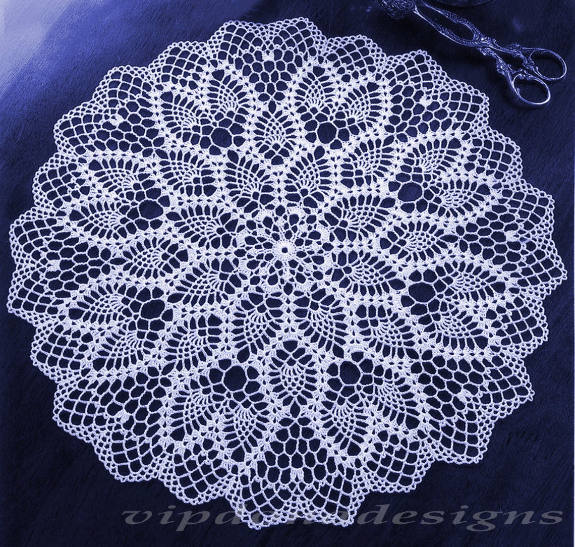 Lace Crochet Doily Pattern 25 Round Doily Table Center Home Decor PDF