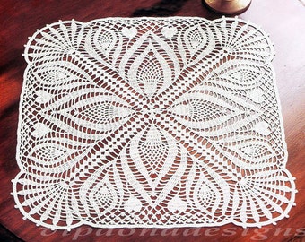 Lace Crochet Doily Pattern #77 - Square Doily Table Center - Home Decor - PDF Instant Digital Download - English Spanish Description