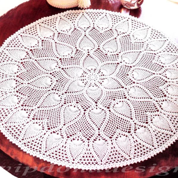 Dentelle Crochet napperon motif #103 - rond napperon Table Center - Home Decor - PDF téléchargement numérique instantané - anglais espagnol Description