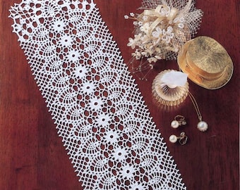 Patrón de camino de crochet de encaje n.° 68 - Camino de mesa ovalado - Decoración del hogar - Descarga digital instantánea en PDF - Inglés y español Descripción