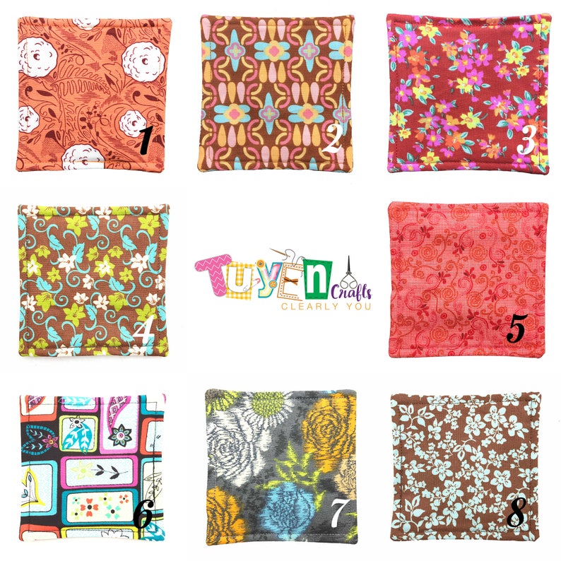 Flowers Fabric Coasters Flowers Cloth Coasters Flowers Linen Coasters 1 each