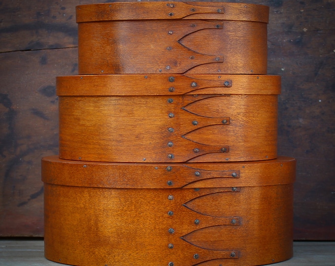 Stack of Shaker Oval Boxes Size 3 to 5 Antique Finish Etsy