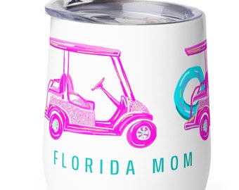 Vaso de vino personalizado, copas de vino personalizadas, copas de vino personalizadas, vaso de vino personalizado, regalo de mamá de Florida