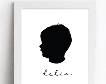 Custom Silhouette, Elegant Font - Digital Download Print