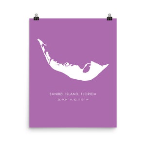 Sanibel Island Florida Kunst - Fett Karte Druck - lila