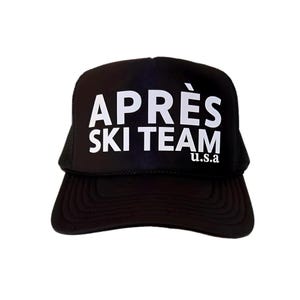 Après-Ski Trucker Hat – Patriotic Red/White/Blue Mesh Snapback (Winter Trip)