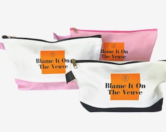 Champagne Birthday Cosmetic Bag – Bachelorette Makeup Pouch, Bridal Shower Favor, Bridesmaid Gift, Party Travel Bag