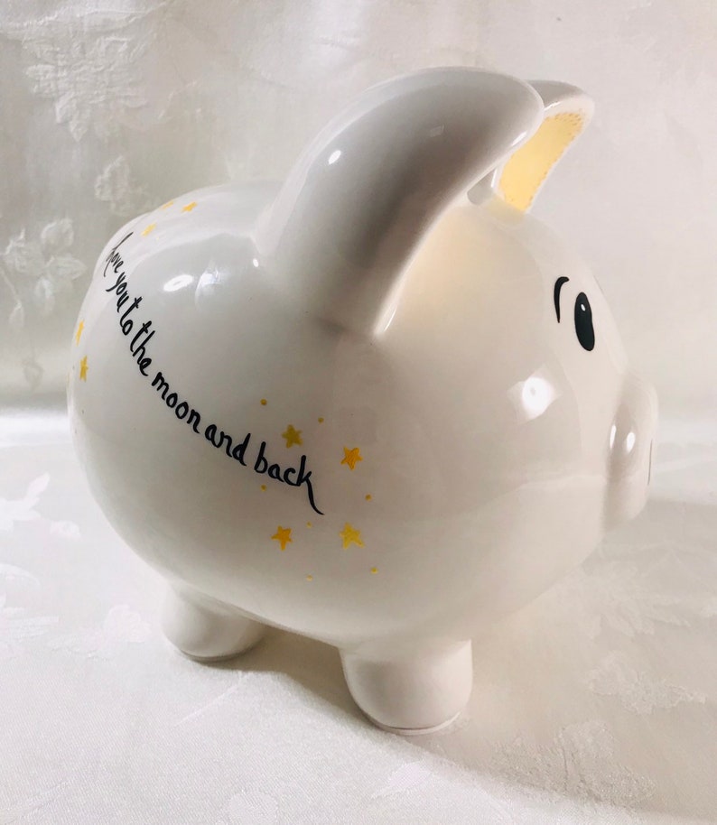 Moon and stars piggy bank baby shower gift large piggy bank Etsy