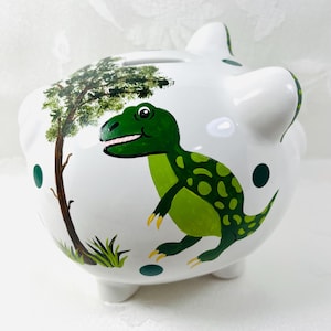 Piggy bank,T-Rex,dinosaurs,handpainted, personalized,gift idea