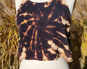 Reverse Dyed Spiral Tulip Top | Bamboo Cotton Open Back Crop Top