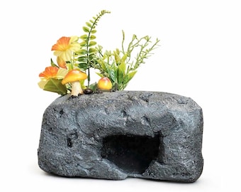 Handmade Faux Stone Snake Hide – Cottagecore Terrarium Decor Cave