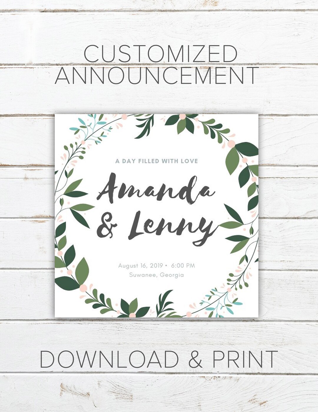 Wedding Announcement, Elopement Announcement, Modern Wedding Elope