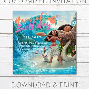 Moana Birthday Invitation Printable, Moana Party Invitation, Princess, Moana, Ocean,  Digital Download