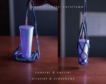 Bloom Bottle Sling | Floral Crochet Water Bottle Carrier | Hands-Free Cup Holder | Handmade Accessory
