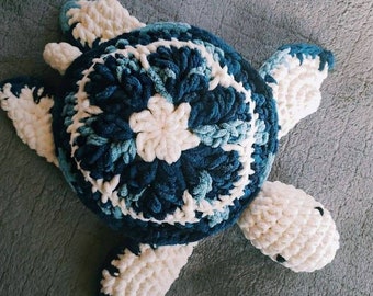 Crochet Sea Turtle Plushie: Customizable Stuffed Animal Pillow