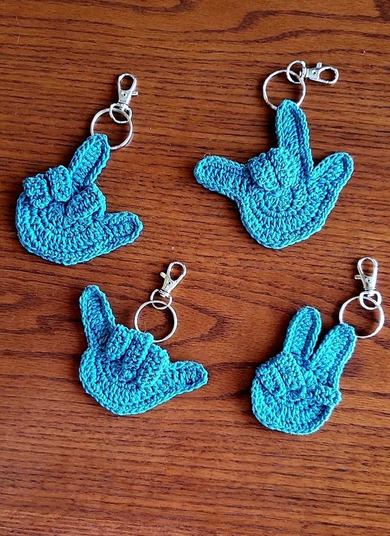Handsign Crochet Keychains - Etsy