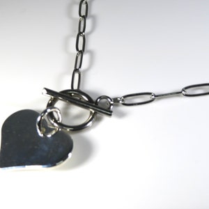 Chunky Heart charm necklace, chunky heart necklace, love necklace, stainless steel heart necklace