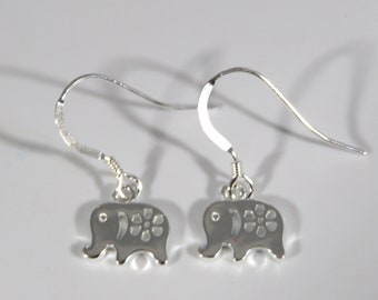 Sterling silver elephant earrings and necklace silver earrings, 925 elephant earrings, sterling silver earrings, silver elephant necklace