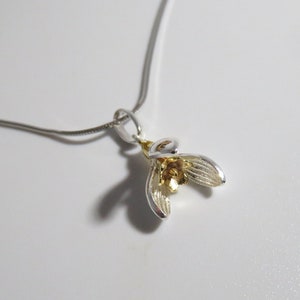 Sterling silver snowdrop necklace, snowdrop necklace, january birth flower necklace