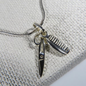 Sterling silver hairdressing necklace,scissors necklace, comb necklace , hairdresser gift, Valentine gift, Mother’s Day gift