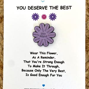 Te mereces la mejor insignia. Insignia de recuerdo, regalo para enviar por correo, insignia de positividad, una hermosa insignia. Regalo con inserto de tarjeta.