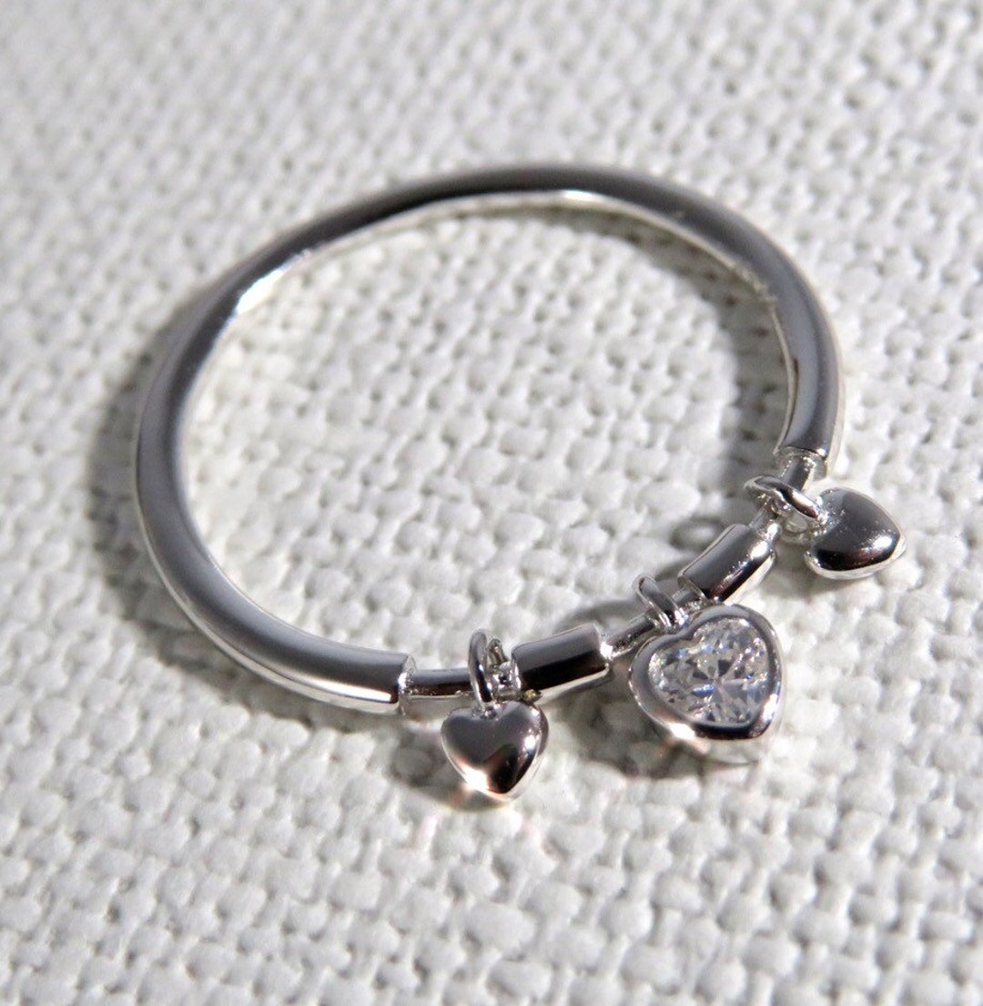 Sterling Silver Charm Ring, Sterling Silver Ring, Cubic Zirconia Charm
