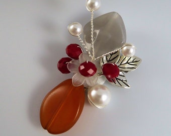 Brooch pin , flower brooch, orange brooch, blue brooch, flower pin, Mother’s Day gift