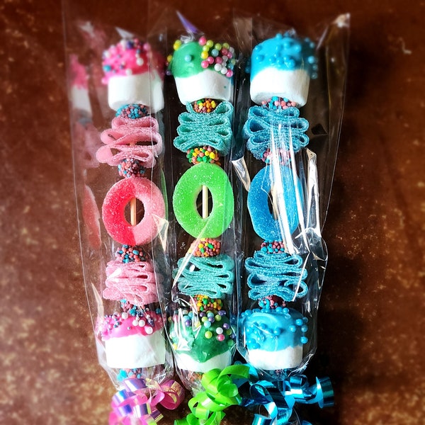 Candy Kabobs, candy on a stick, party favors, candy skewers, Kids party favors